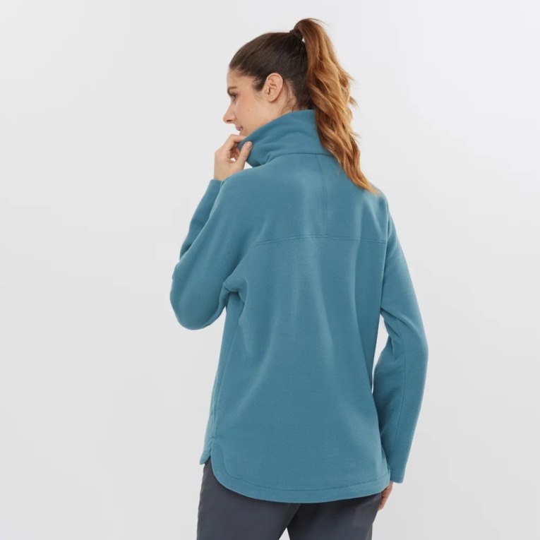 Turquoise Salomon Essential Cosy Fleece Women's Sweatshirt | IE LK3648